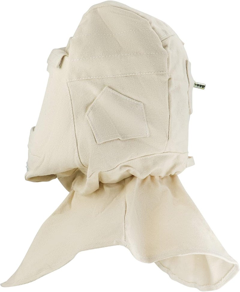 QWORK Sand Blasting Hood Cap, Shawl Sandblaster Protective Gear Mask, Anti Dust/Wind Sandblasting Tool Mask, Heat / Cut / Scratch Resistant Neck Protector, White - Image 5